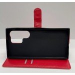 Samsung Galaxy S24 Ultra Red Book Case with Strap + 10D Tempered Glass