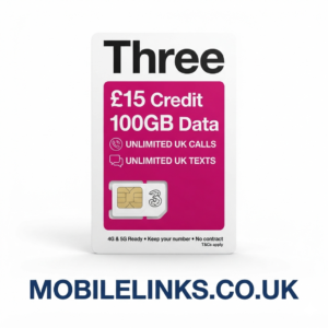 Three PAYG SIM £15 – 100GB Data + Unlimited Calls & Texts UK